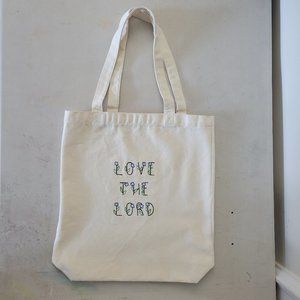 Tote, Cotton, Canvas, Faith Bag, New "Upcycled" original embroidery